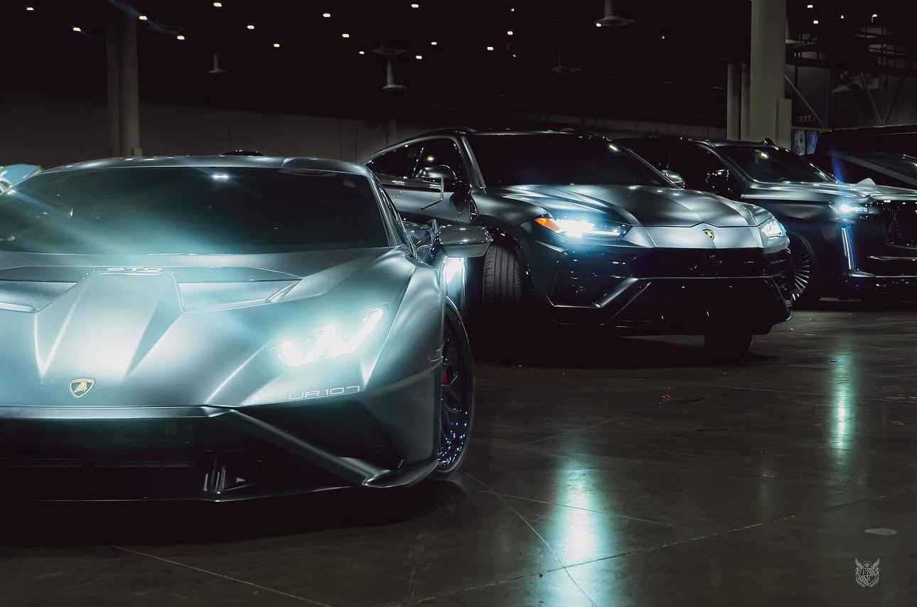 Three black Lamborghini vehicles from the 713 Motors portfolio